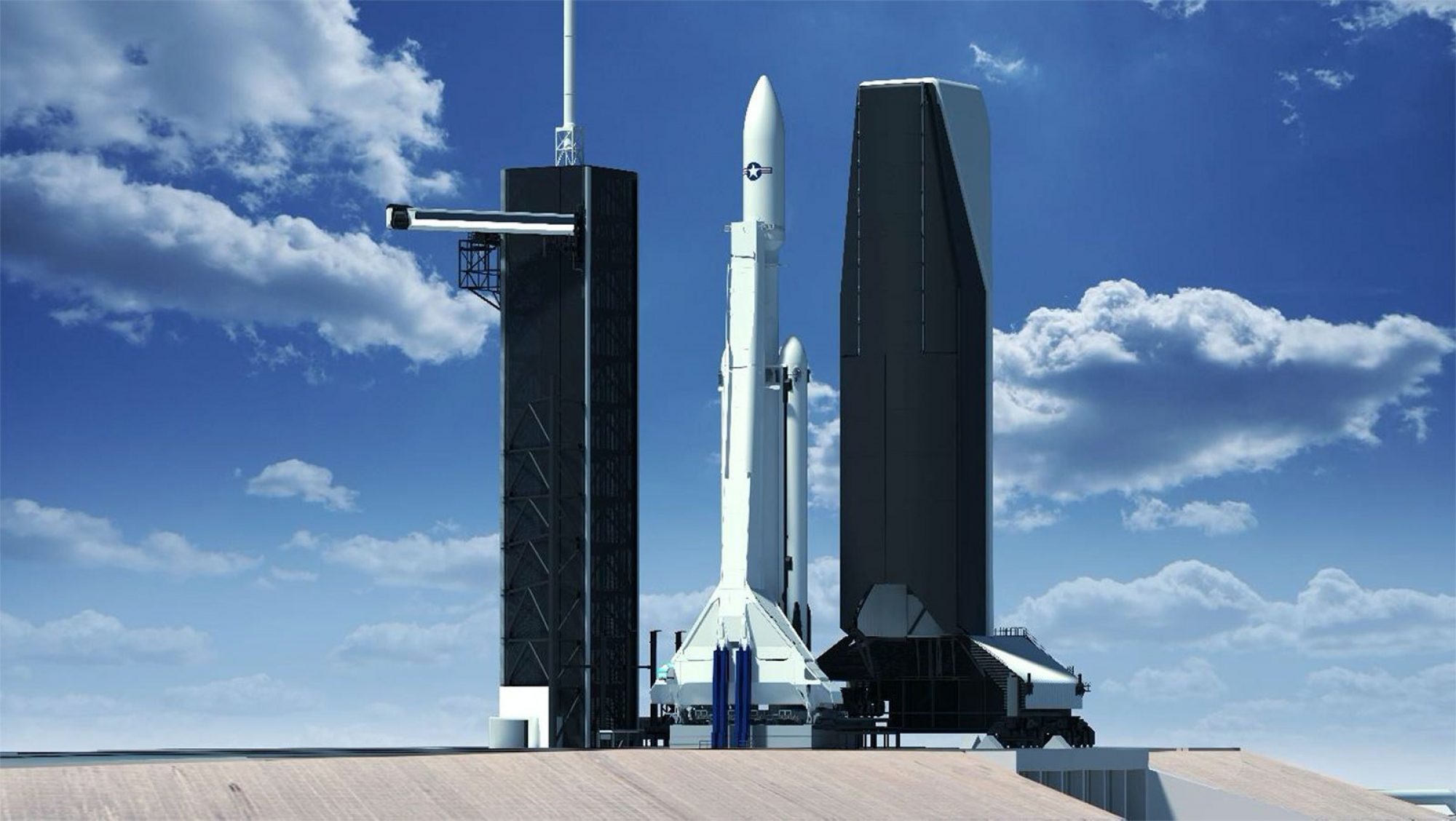 SpaceX Falcon Heavy NSSL Rendering